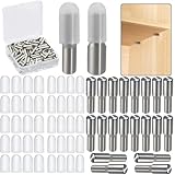 5mm 1/4 Inch Stainless Steel Shelf Support Pegs for Kitchen Cabinets, Adjustable Metal Pins and Clips for Bookshelves, Bookcases, Cupboards, and Glass or Wood Shelves Replacement Holders