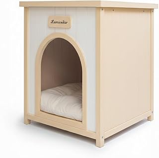 Modern Indoor Wooden Pet House with Removable Cushion for Cats & Small Dogs