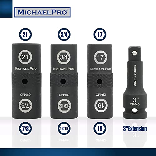 MichaelPro MP005022 1/2-inch Drive Impact Flip Lug Nut Socket Set, Includes 17mm, 19mm - Image 2