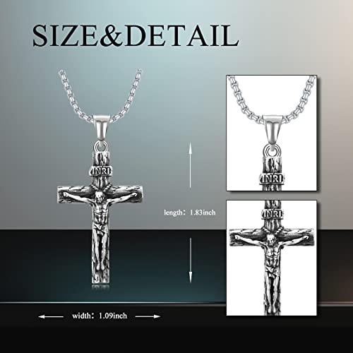 Cross Necklace for Men 316L Stainless Steel Crucifix Pendant Pendant Jesus Religious Jewelry Christmas Gifts for Father Boyfriends4