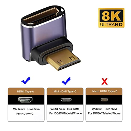 Adaptador Mini HDMI 2.1 macho a HDMI hembra ángulo 90° miniatura 6