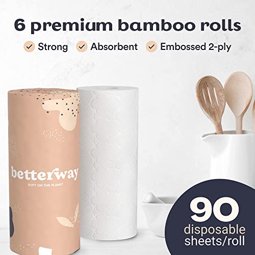 Betterway 100% Bamboo Paper Towels (6) & Bamboo Toilet Paper (36) Bundle #TOP2