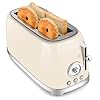   SUSTEAS-Toaster-4-Slice-Wide-Slot-Stainless-Steel-Bread-Bagel-Toasters-Retro-Long-Slot-Tostadora-for-Defrost-Reheat-Removable-Crumb-Tray-1500W-6-Browning-Settings-Beige