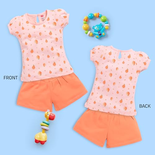 Image of LuvLap Baby Girls Regular Fit 100% Cotton Half Sleeves Girls Top CoSets Pack of 3