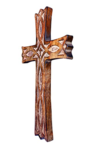 Cruz de pared de madera pequeña de 8 x 6 pulgadas para decoración religiosa de hogar 3