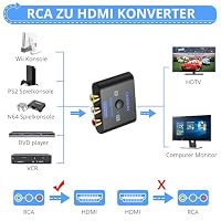CAMWAY RCA zu HDMI Konverter, verbessertem Chip-Höhere Bildqualität, 16:9/4:3 Konvertierung 1080P AV zu HDMI Adapter Composite CVBS Video Audio Unterstützt PAL/NTSC für Wii/PS1/PS2/N64/Xbox/DVD/VCR – Ansicht 2