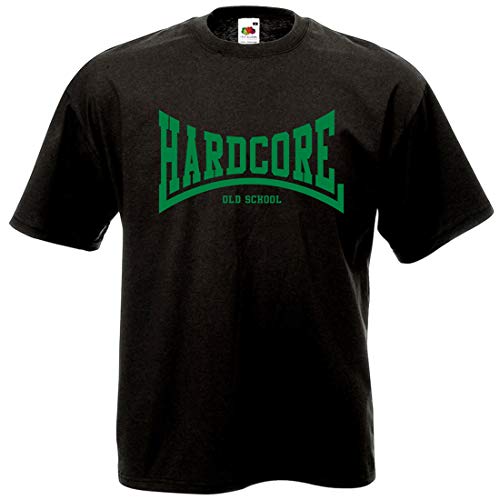 T-Shirt Hardcore Old School - Noir et Vert - graphisme Lonsdale (S)
