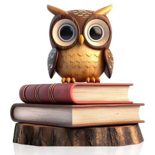 Eule Deko Holz, Glücksbringer Holzfiguren, 2D Flache Farbige Euln Dekofiguren, Holzfigur im Schlafzimmer, Gemütliche Deko für Wohnzimmer Bücherregal Büro, Eule Geschenk für Bücherliebhaber