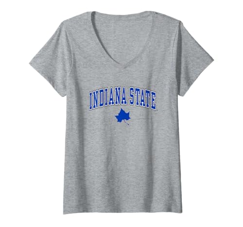 Womens Indiana State Sycamores Arch Over Logo Offically Licensed V-Neck T-Shirt
