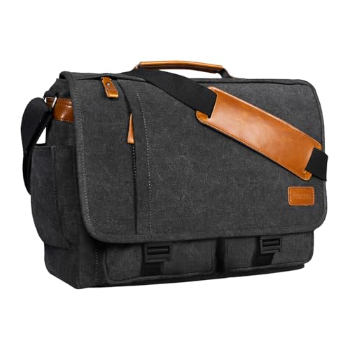 Estarer Laptop Satchel Messenger Bag 17.3 Inch Mens Large Teacher Shoulder Bag for Work Office School