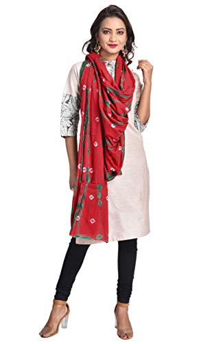 Image of Women's Pure Cotton Multi-Colored Traditional Authentic Tie Dye with Bandhej Bandhani Dupatta Chunni