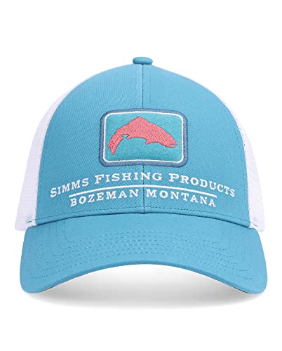 Simms Trout Icon Trucker Hat – Snapback Baseball Cap with Trout Fish, Gulf Blue