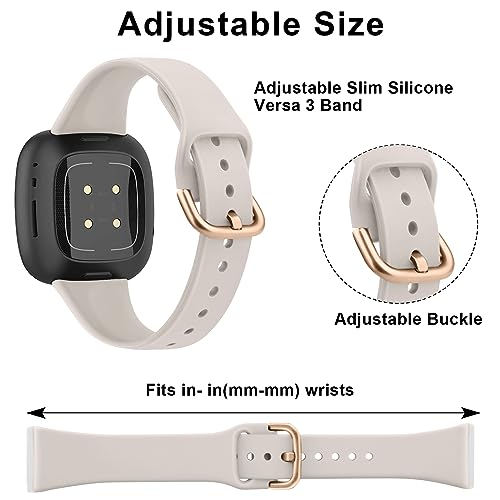 Vanjua Slim Band Compatible With Fitbit Sense 2, Versa 4, Versa 3 - Soft Silicone Replacement Strap for Women's Smart Watch (Starlight) by Vanjua - Used condition - Image 3