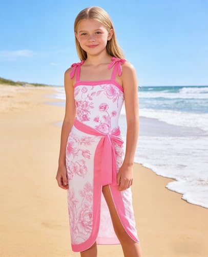 Image of Teens Girls One Piece Swimsuit Bathing Suit for Girls Adjustable Strap Summer Beach Swimwear Pool Activities 11-15Y