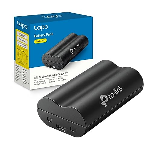 TP-Link Tapo A100 Pacco Batteria Pile Ricaricabili 6700 mAh, Funziona con Videocamere e Videocitofoni Tapo, Celle Agli Ioni di Litio Premium, Tempo di