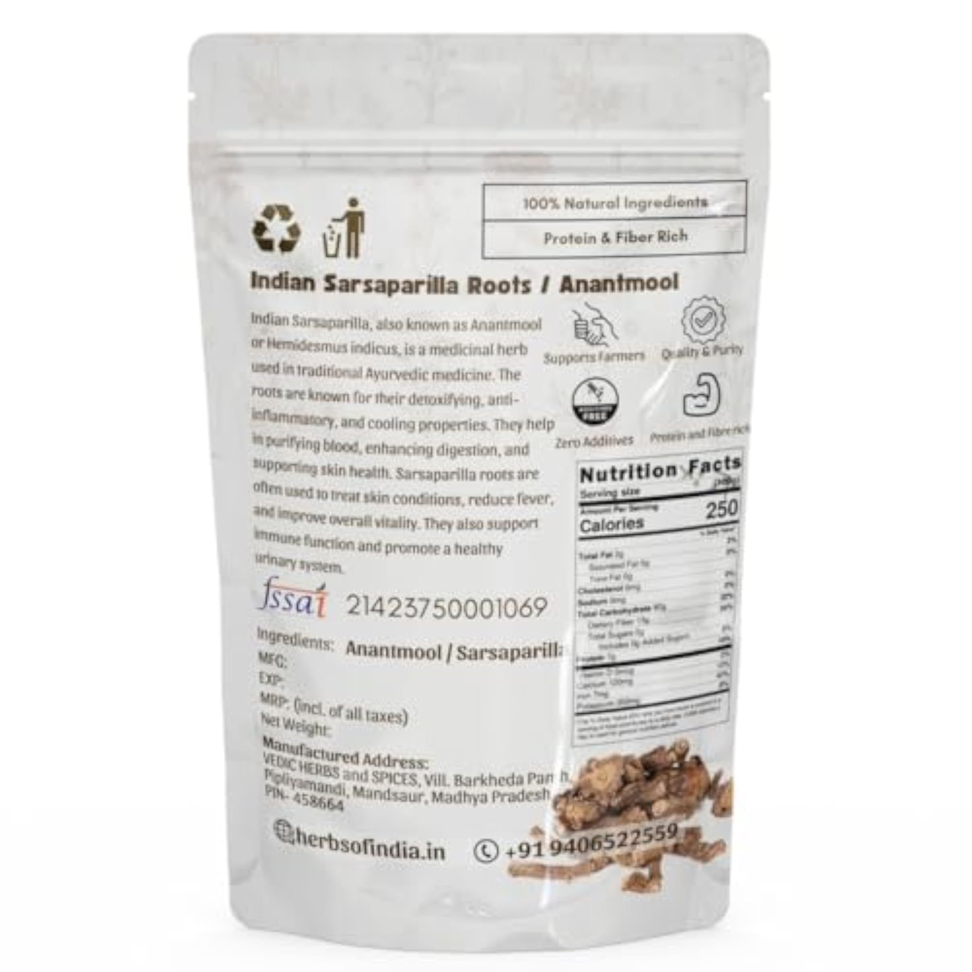 Aromatica Anantmool Roots 100% Pure & Natural Ayurvedic Herb for Wellness