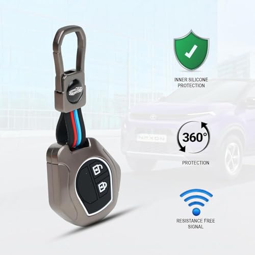 Image of EGNIUS Premium Metal & Silicone Key Cover Compitable for Suzuki Swift | Ertiga | Wagonr | Celerio | Swift Dzire | Alto | Fronx | Breza | S Presso | Ignis 2 Button Key cover