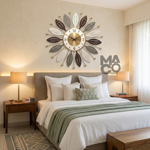 Image of Stylish Vintage Wall Clock for Hall and Living Room - Perfect Home Decor and Interior Design Item for Bedroom or Corner Spaces - wall Clock for Bed Room