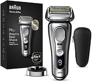 Braun Series 9 Pro Electric Shaver With 4+1 Head, ProLift Trimmer, Charging Stand & Travel Case, Sonic Technology, UK 2 Pin Plug, 9417s, Silver Razor Rated Which? Best On Test