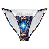 SWEET TANG Underwear Womens Thongs No Show Sexy Breathable Panties Ladies Lace Thong Compatible with Christmas Jesus Nativity Scene, Large