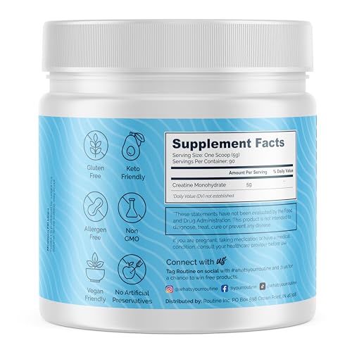 ROUTINE Micronized Creatine Monohydrate Powder, Unflavored, 90-Serving Tub - Image 2