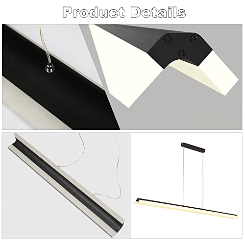 Suspension LED dimmable 120cm noire avec télécommande pour salle à manger