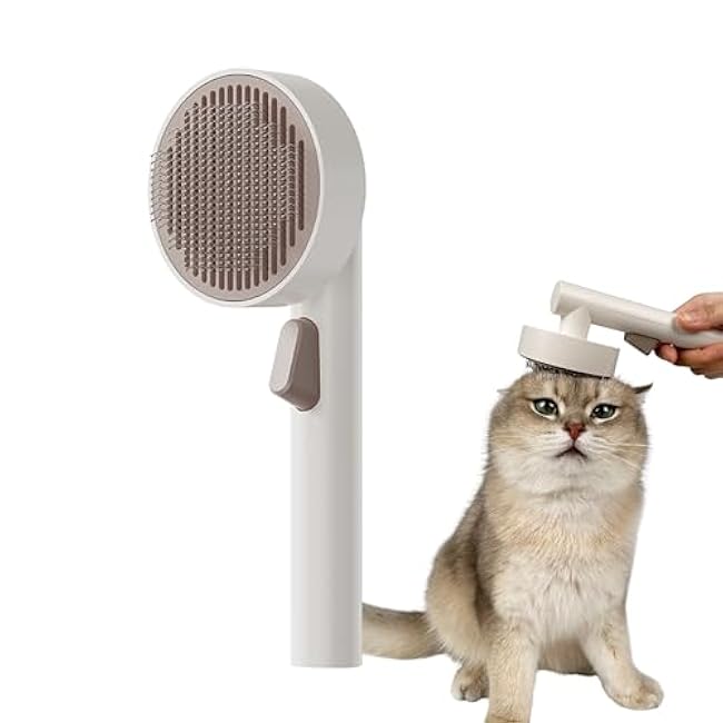 VOOCOO Self-Cleaning Dog & Cat Brush - 140¡ã Angled Bristles for Sensitive Skin, 1-Button Fur Removal, Pain-Free Deshedding Tool for Shedding Control, Long/Short Hair Grooming (Dusk)-ve6MKxaX