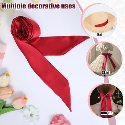 Image of Lusofie Tie for Women Self Tie Satin Ribbon Bow Tie Wide Folding Bowties Accessory for School Uniforms Cosplay Wedding Party
