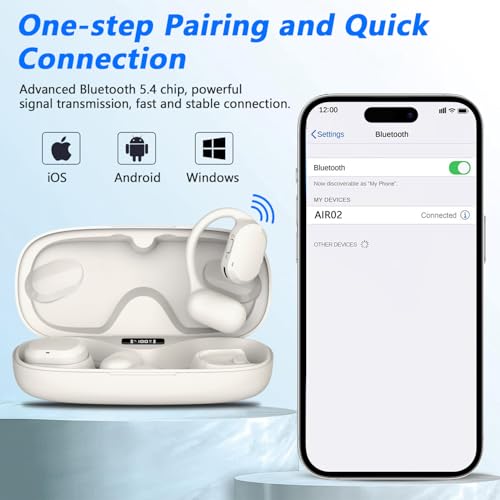 Image of BANIGIPA Open Ear Headphones, True Wireless Earbuds, Bluetooth 5.4 Headphones w /Dual Mic for Calling, Comfort Sports Over Ear Earbuds w /Earhooks for Running Traveling, IP67 Waterproof, 40H Playtime