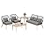 Kullavik Outdoor Patio Furniture Set,5 Pieces Indoor Rope Woven Sectional Sofa Set Modern Oak Patio Conversation Sets with Wooden Table for Balcony,Porch or Backyard,Grey