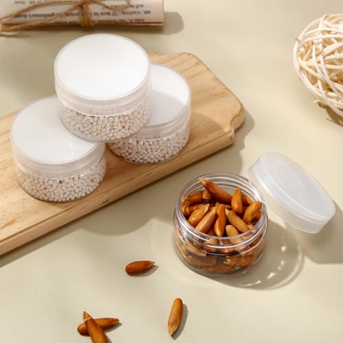 Image of Patelai 4 Pcs Plastic Jars Wide Mouth with Lids,1 Ounce,Clear | Travel Size for Creams Oils, Clear Round Storage Cosmetics Containers, Leak Proof Screw on Lids for Makeup Beauty DIY