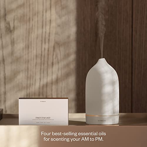 Vitruvi Essentials Kit, Essential Oil Starter Kit, 100% Pure Lavender, Eucalyptus, Grapefruit, Spruce, 4X 10Ml (0.3 Fl.oz) Bottles, 4 Count #TOP3