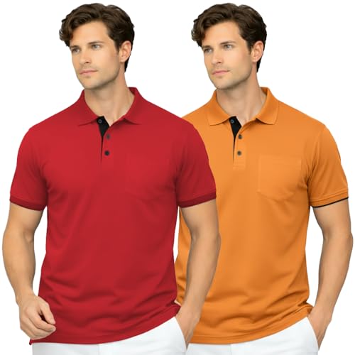 Image of Men's Premium Cotton Pique Polo T-Shirt, Classic Fit Short Sleeve Casual Summer Shirt, Soft & Breathable Fashion Polo