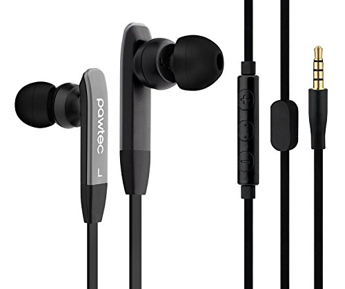 Pawtec Premium in-Ear Noise Cancellation Earphones with Volume Control and Microphone - Compatible with Apple iPhones and Android Smartphones with a Headphone Jack - Call Answer Button/Tangle Free