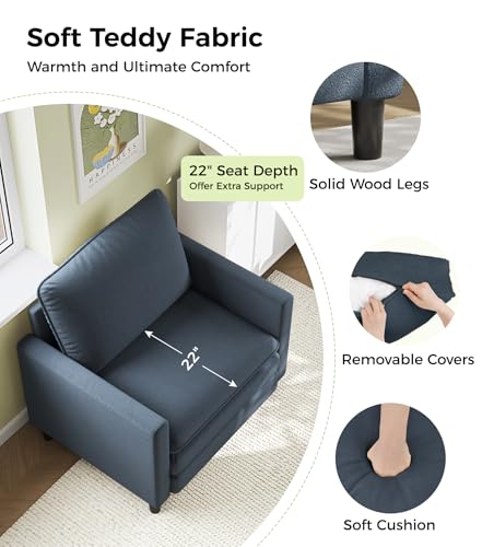 Image of Welzona 3-Layers Cloud Accent Chair, 33 inch Reading Chair, Teddy Arm Chairs