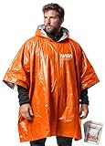 American Logic NASA Ponchos de Emergencia (Pack de 4), Mylar Antidesgarro, 92% Retención Térmica, Naranja de Alta Visibilidad