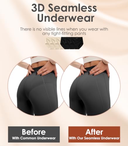 Image of Kalapa Seamless Womens Underwear High Waisted No Show Briefs Silky Stretch Breathable Full Coverage Ladies Panties Multi Pack