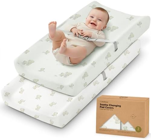 2-Pack Organic Changing Pad Covers for Girl, Boy, 100% Cotton (Elly)