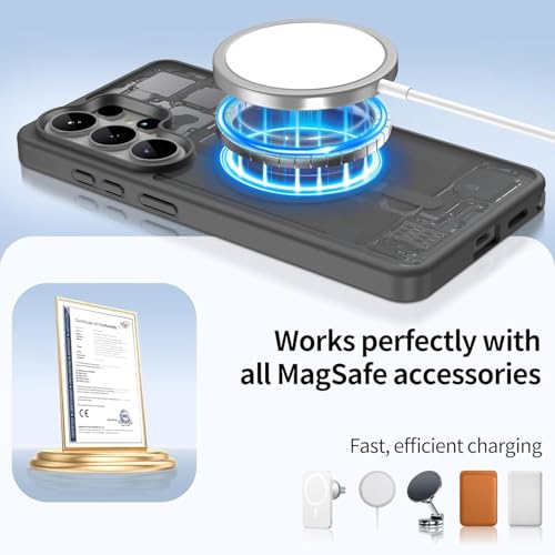 Image of DIZORO Compatible with Samsung S26 Ultra Case,Compatible with MagSafe, Non Yellow Military-Grade Drop Protection & Hard PC Back Cover Slim Transparent Anti-Scratch Shockproof Phone Case (Titanium)