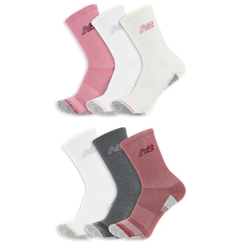 New Balance Mens and Womens Performance Cushioned Crew Socks - 6 Pairs - Moisture Wicking Assorted 1 Medium