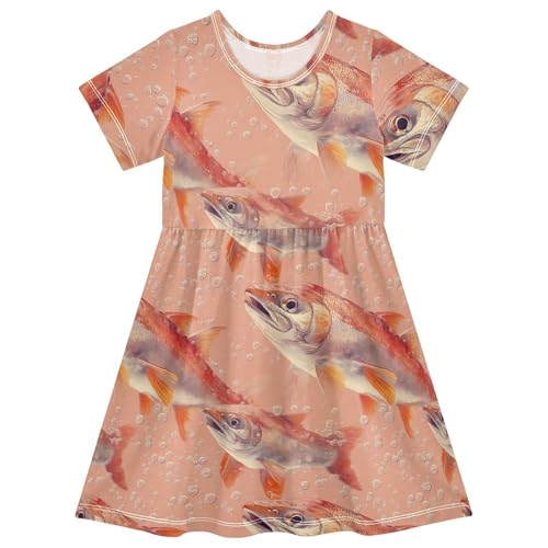 Girls Easter Dresses Short Sleeve Swing Casual Easter Outfit for Toddler Girls