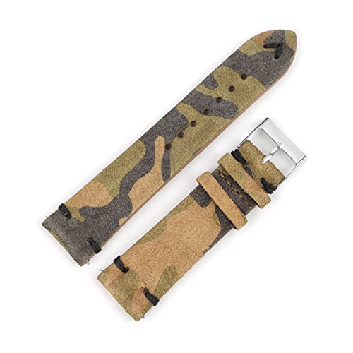 ALMVIS Tela + Cinturino in Pelle 20mm 22mm Camouflage Watch Cinturino Cinturino Orologi Militari Braccialetto Pulseira for Uomo Guarda Gli Accessori(Camouflage,20mm)