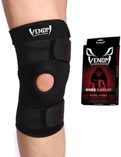 Venom Knee Brace Neoprene Open Patella Compression Sleeve - Elastic Support & Adjustable Straps, Meniscus Tear, Arthritis Pain, ACL, Basketball, Soccer, Athletics, Running, Sports, Men, Women