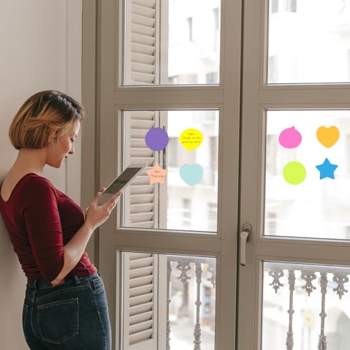 BAYTORY Selbstklebende Haftnotizen, bunt, 8 Farben, 480 Blatt, Haftnotizen in runder Form, 70 x 70 mm, große Haftnotizen für Aufgabenlisten, Erinnerungen und Markierungen