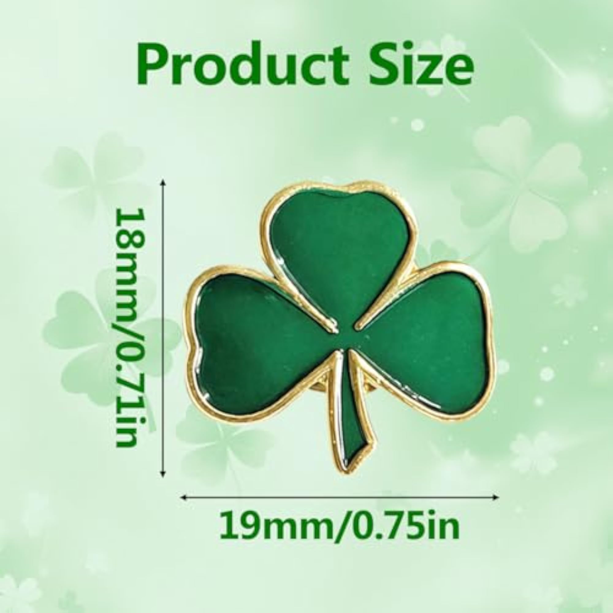 St. Patrick's Day Shamrock Lapel Pins, Good Luck Brooches