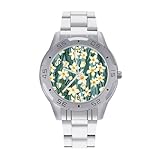 Daffodil Flowers - Orologio da polso da uomo, in acciaio inox, alla moda, personalizzato, da donna