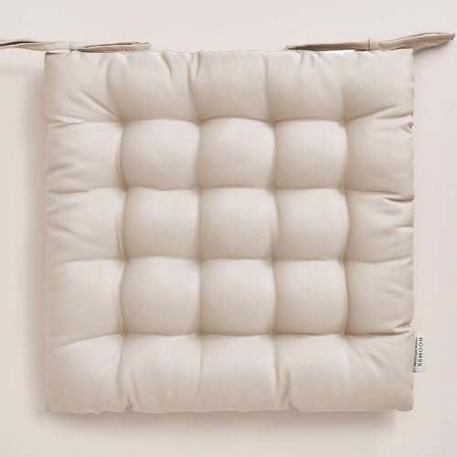 room99 Coussins de Chaise avec Rubans Aura 40 x 40 x 4,5 cm Coussin d'assise rembourré, Galette de Chaise Interieur avec Attaches, antidérapants pour siège...