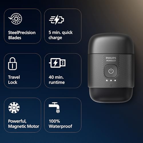 Image of Philips Norelco Shaver 500 Series - Compact Electric Shaver, Lift & Cut System, SteelPrecision Blades, 3D Floating Heads, Wet & Dry Shave, Travel Case, Travel Lock, Magnetic Cap, Model S591 /94