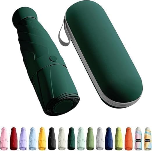 Mini Compact Umbrella with Case, Manual Open, Polyester UV Protect Fabric, Anti-Slip Handle, for Rain and Summer Travel-image-36