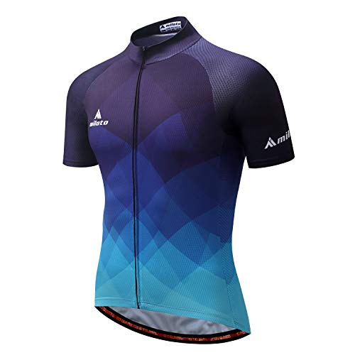 Miloto Cycling Tops Jerseys Short Sleeve Team Bike Shirts Men Biking Clothing?XXXX-Large? Blue